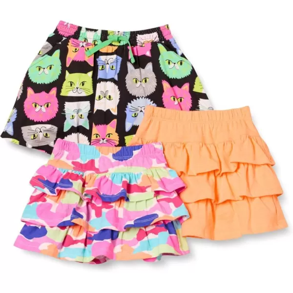 imageAmazon Essentials Girls and Toddlers Knitted Ruffle Scooter Skirts Previously Spotted Zebra MultipacksBlack CatLight OrangePink Rainbow Print