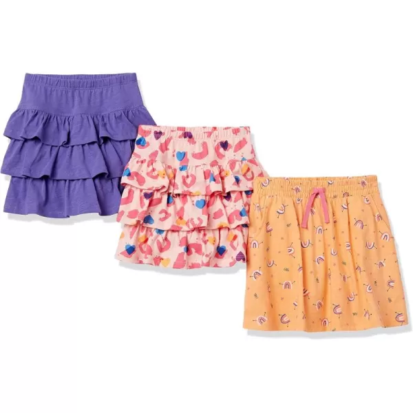 imageAmazon Essentials Girls and Toddlers Knitted Ruffle Scooter Skirts Previously Spotted Zebra MultipacksPurpleLight PinkOrange