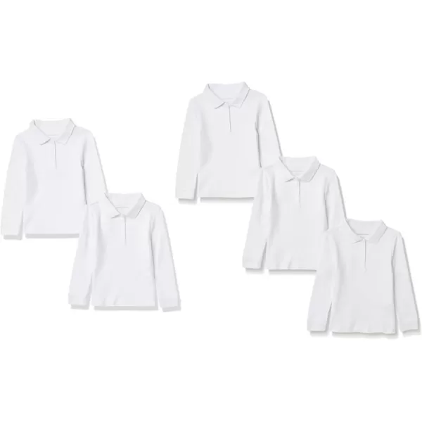 imageAmazon Essentials Girls and Toddlers LongSleeve Interlock Polo Shirts MultipacksWhite