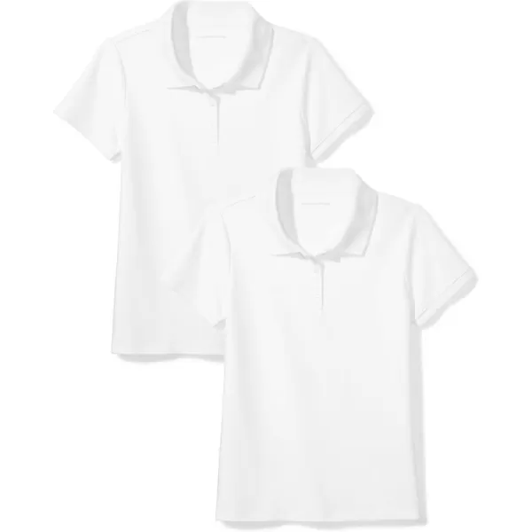 imageAmazon Essentials Girls and Toddlers Short Sleeve Uniform Interlock Polo Shirt MultipacksWhite