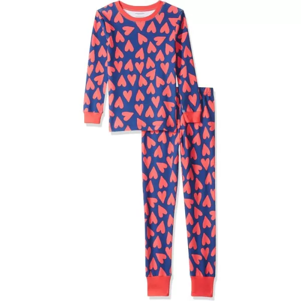 imageAmazon Essentials Unisex Kids SnugFit Cotton Pajama Sleepwear SetsBlue  Hearts