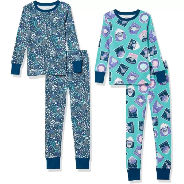 imageAmazon Essentials Unisex Kids SnugFit Cotton Pajama Sleepwear SetsPlanet PrintSpace