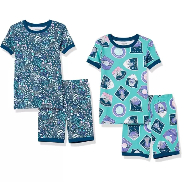 imageAmazon Essentials Unisex Kids SnugFit Cotton Pajama Sleepwear SetsPlanetStars Print
