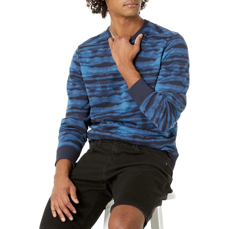 imageAmazon Essentials Mens LongSleeve Lightweight Fleece French Terry Crewneck SweatshirtBlue Wave