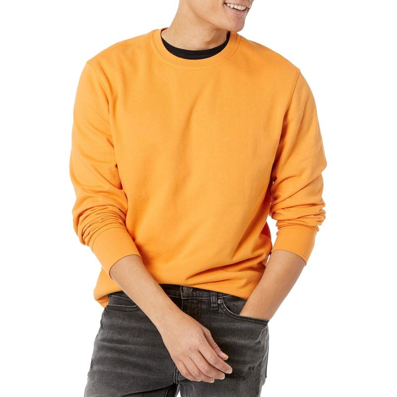 imageAmazon Essentials Mens LongSleeve Lightweight Fleece French Terry Crewneck SweatshirtGolden Yellow