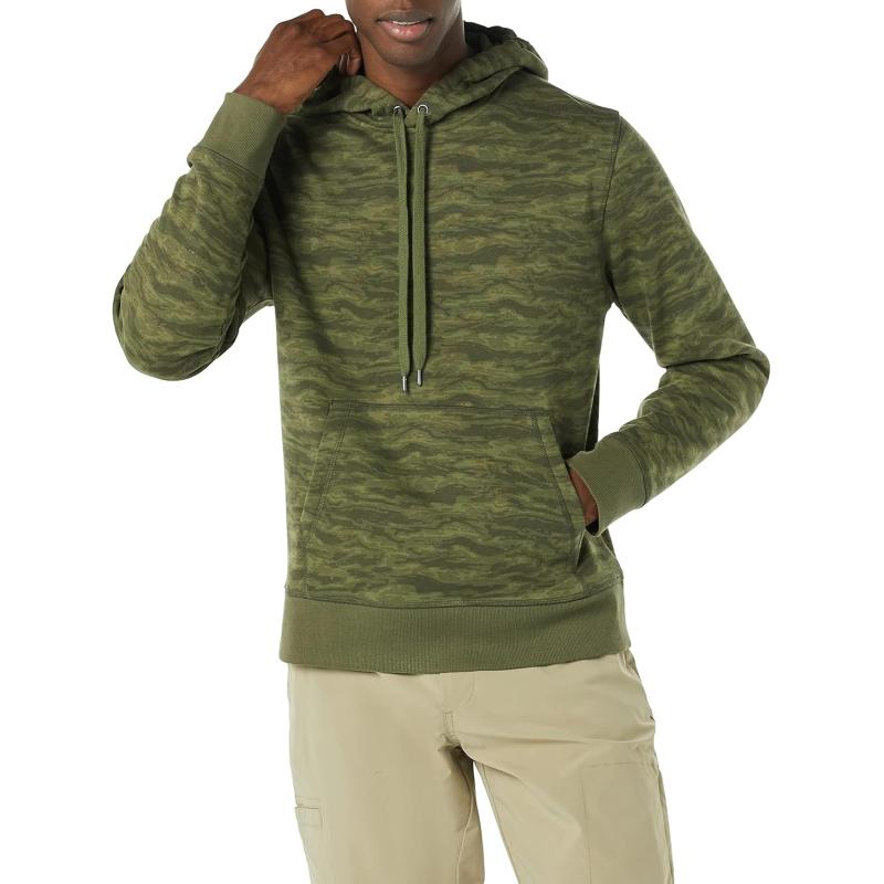 imageAmazon Essentials Mens Sweatshirt Hoodie Big ampamp Tall Options AvailableGreen Abstract Camo