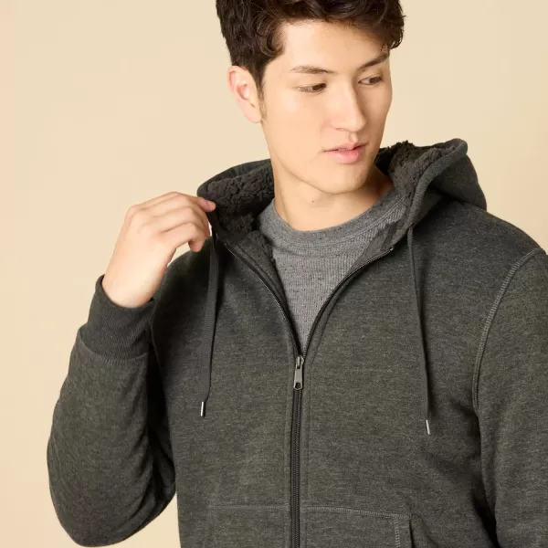 imageAmazon Essentials Hoodie For Men SherpaLined FullZip Fleece SweatshirtCharcoal Heather