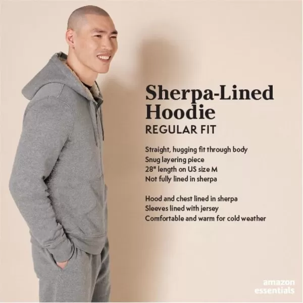 imageAmazon Essentials Hoodie For Men SherpaLined FullZip Fleece SweatshirtCharcoal Heather