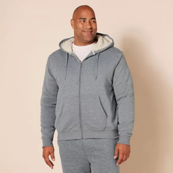 imageAmazon Essentials Hoodie For Men SherpaLined FullZip Fleece SweatshirtLight Grey Heather