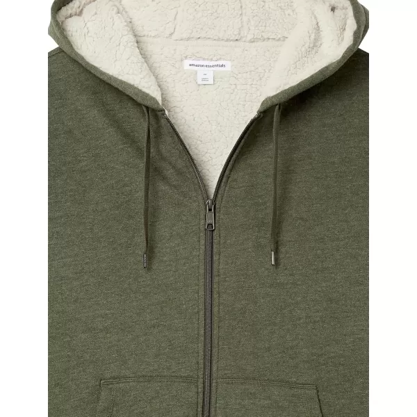 imageAmazon Essentials Hoodie For Men SherpaLined FullZip Fleece SweatshirtOlive