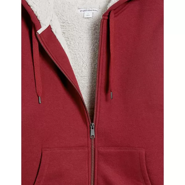 imageAmazon Essentials Hoodie For Men SherpaLined FullZip Fleece SweatshirtRed