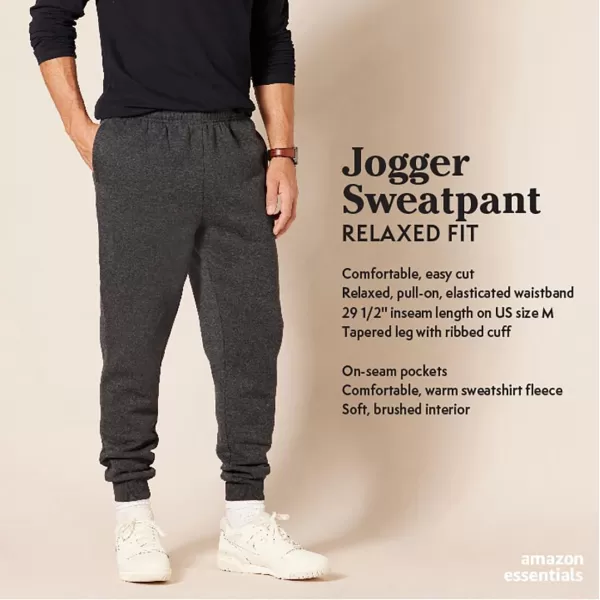 imageAmazon Essentials Mens Joggers Sweatpants Fleece Comfortable FitCharcoal