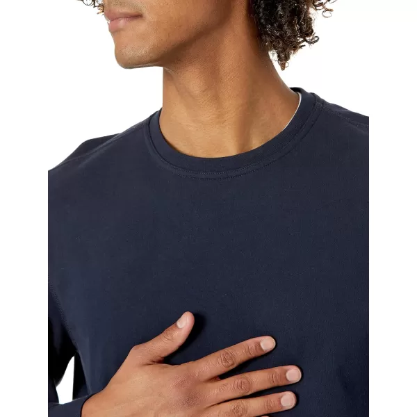 imageAmazon Essentials Mens LongSleeve Lightweight Fleece French Terry Crewneck SweatshirtDark Navy
