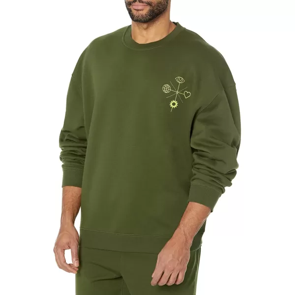 imageAmazon Essentials Mens OversizedFit Crewneck Sweatshirt Available in Big ampamp TallDark Olive