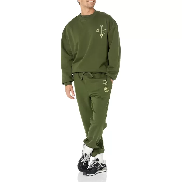 imageAmazon Essentials Mens OversizedFit Crewneck Sweatshirt Available in Big ampamp TallDark Olive