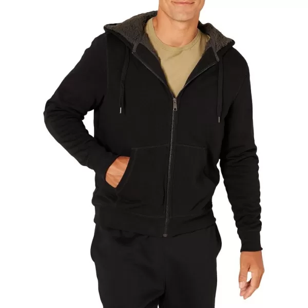 imageAmazon Essentials Hoodie For Men SherpaLined FullZip Fleece SweatshirtBlack