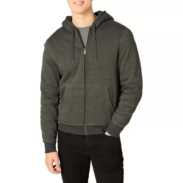 imageAmazon Essentials Hoodie For Men SherpaLined FullZip Fleece SweatshirtCharcoal Heather