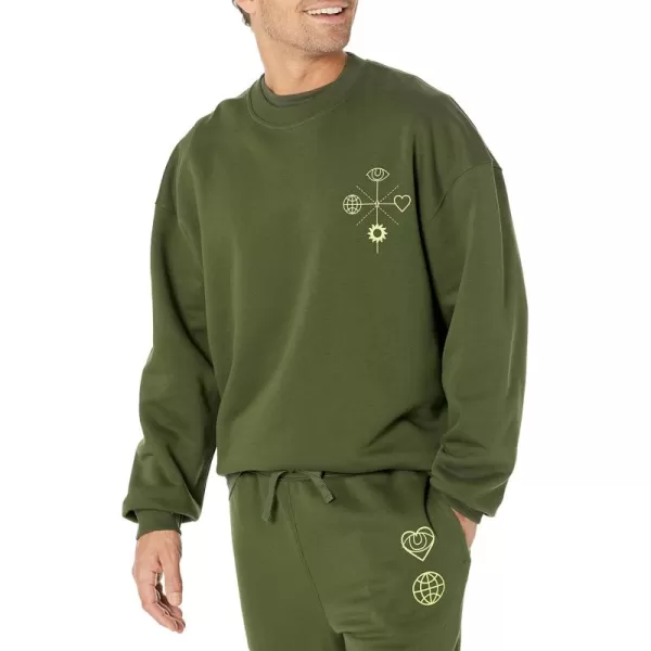 imageAmazon Essentials Mens OversizedFit Crewneck Sweatshirt Available in Big ampamp TallDark Olive