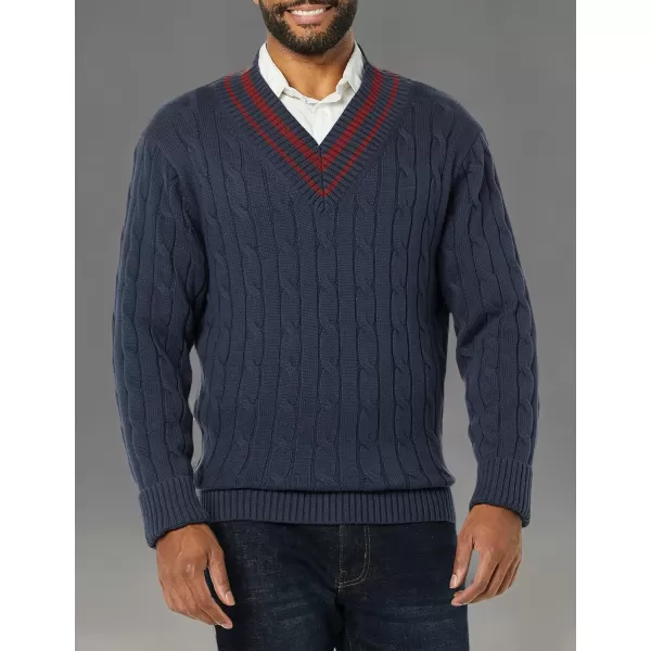 imageAmazon Essentials Mens Cable Knit VNeck SweaterDark Navy