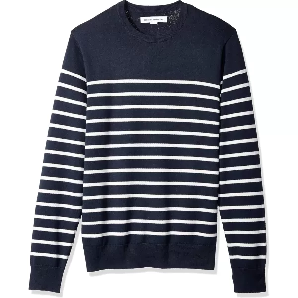 imageAmazon Essentials Mens Crewneck Sweater Available in Big ampamp TallDark Navy White Stripe