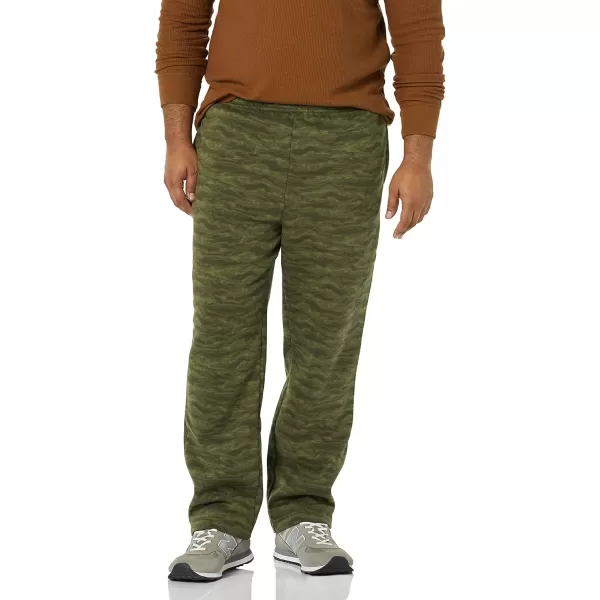 imageAmazon Essentials Mens Fleece Open Bottom Sweatpant Available in Big ampamp TallMilitary Green Abstract Camo