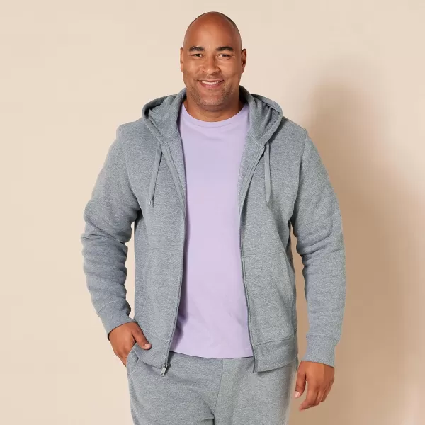 imageAmazon Essentials Mens FullZip Fleece Hoodie Available in Big ampamp TallLight Grey Heather