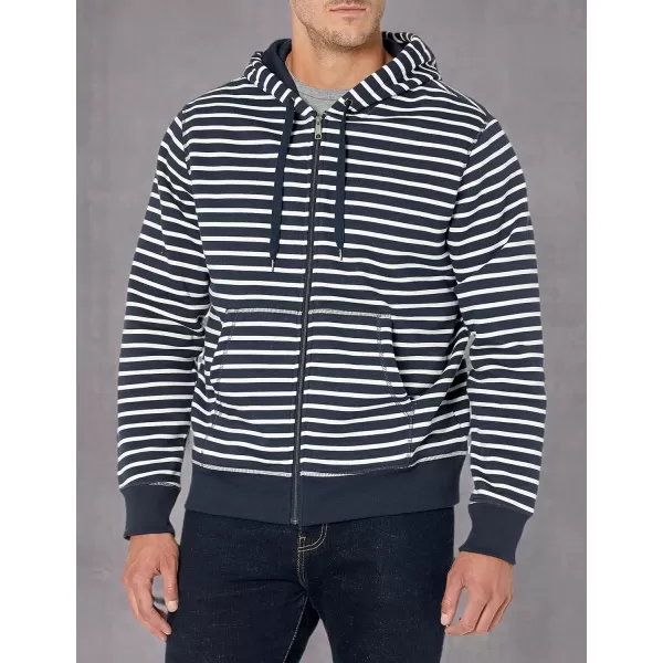 imageAmazon Essentials Mens FullZip Fleece Hoodie Available in Big ampamp TallNavy White Stripe