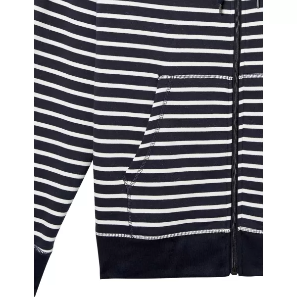 imageAmazon Essentials Mens FullZip Fleece Hoodie Available in Big ampamp TallNavy White Stripe