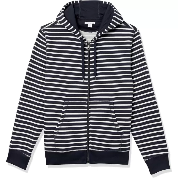 imageAmazon Essentials Mens FullZip Fleece Hoodie Available in Big ampamp TallNavy White Stripe