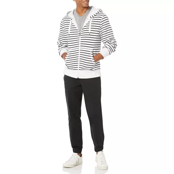 imageAmazon Essentials Mens FullZip Fleece Hoodie Available in Big ampamp TallWhite Stripe