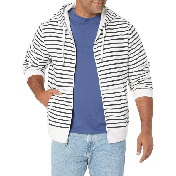 imageAmazon Essentials Mens FullZip Fleece Hoodie Available in Big ampamp TallWhite Stripe