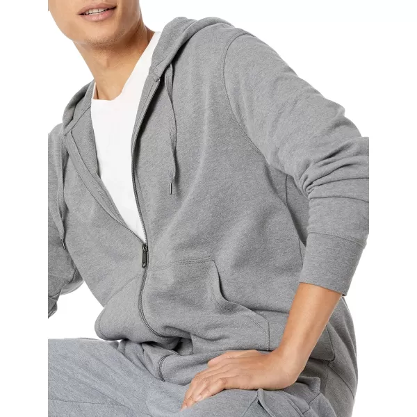 imageAmazon Essentials Mens Lightweight French Terry FullZip HoodieCharcoal Heather