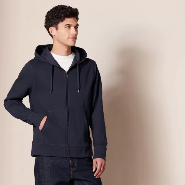 imageAmazon Essentials Mens Lightweight French Terry FullZip HoodieDark Navy