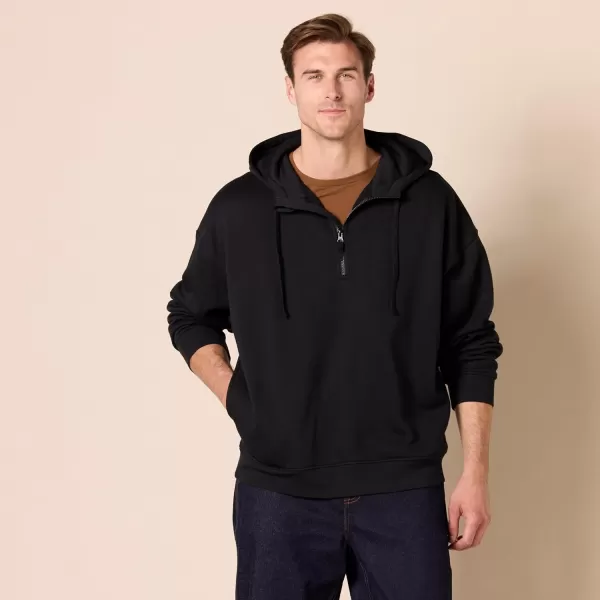 imageAmazon Essentials Mens QuarterZip OversizedFit Hoodie SweatshirtBlack