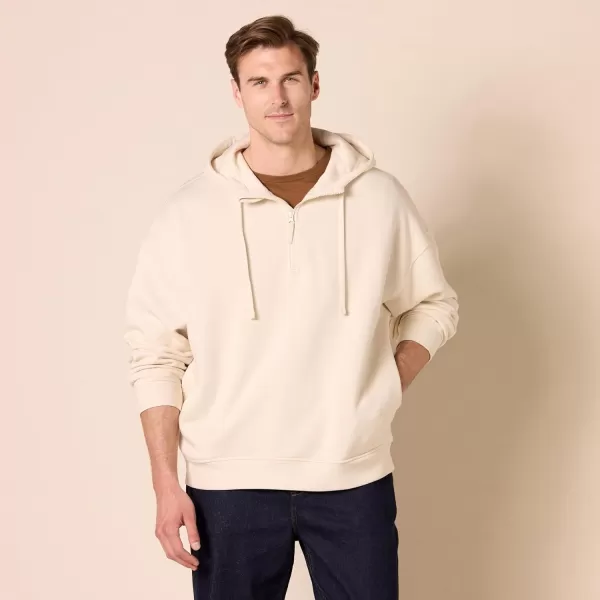 imageAmazon Essentials Mens QuarterZip OversizedFit Hoodie SweatshirtLight Beige