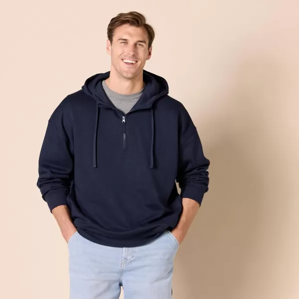 imageAmazon Essentials Mens QuarterZip OversizedFit Hoodie SweatshirtNavy