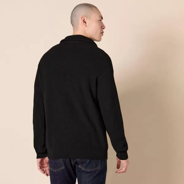 imageAmazon Essentials Mens QuarterZip RibKnit RelaxedFit SweaterBlack