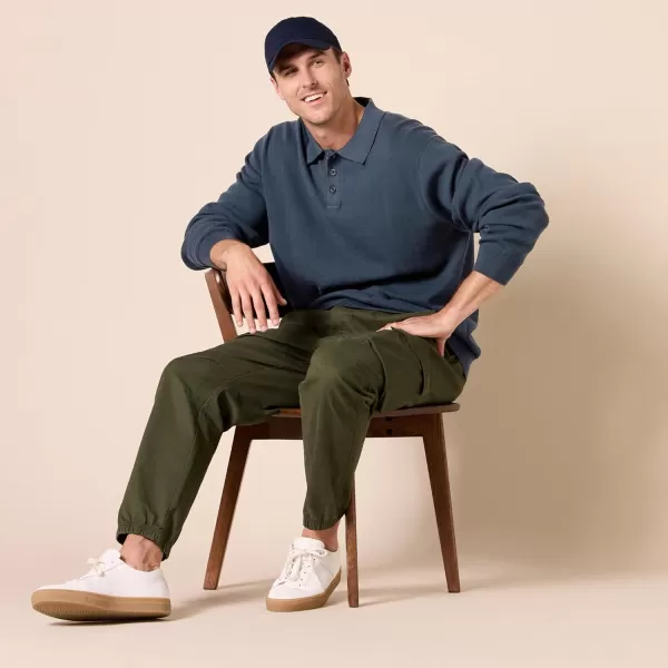 imageAmazon Essentials Mens RelaxedFit Knit Polo SweaterNavy