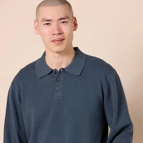 imageAmazon Essentials Mens RelaxedFit Knit Polo SweaterNavy