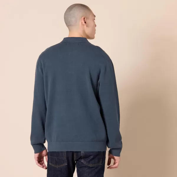 imageAmazon Essentials Mens RelaxedFit Knit Polo SweaterNavy
