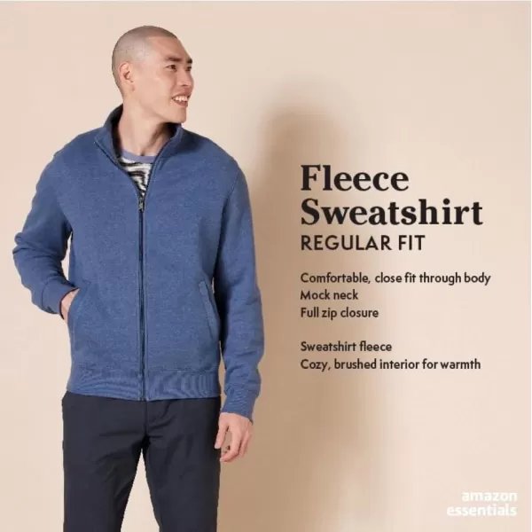 imageAmazon Essentials Mens Sweatshirt Mock Neck Fleece Zip UpNavy