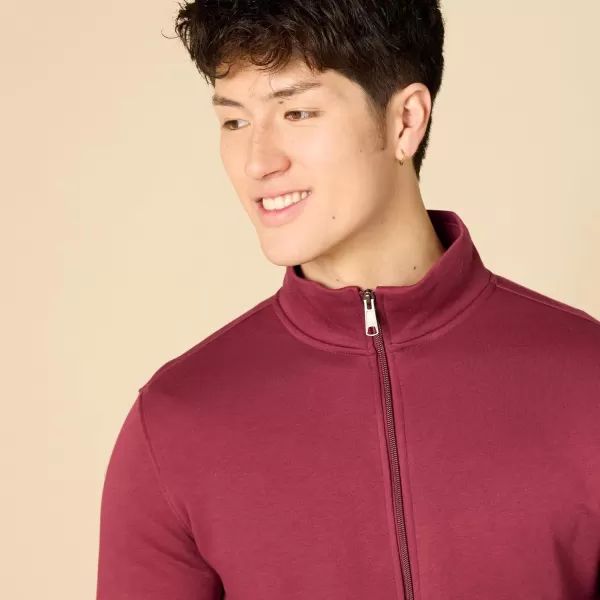 imageAmazon Essentials Mens Sweatshirt Mock Neck Fleece Zip UpRed