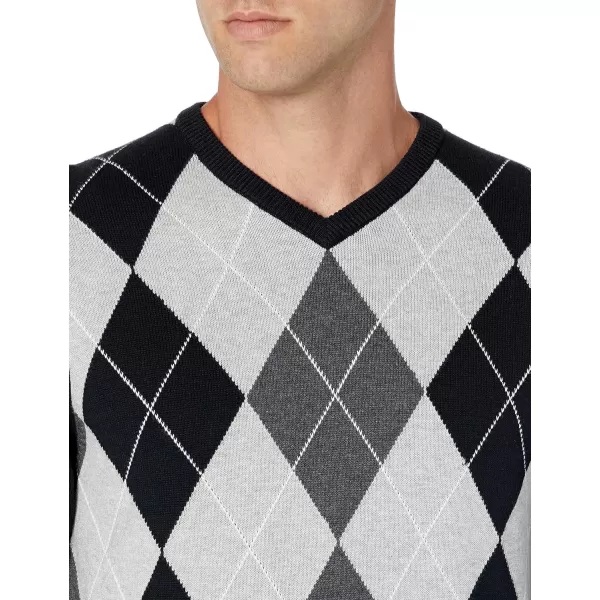 imageAmazon Essentials Mens VNeck Sweater Available in Big ampamp TallBlack Argyle