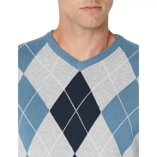 imageAmazon Essentials Mens VNeck Sweater Available in Big ampamp TallBlue Argyle