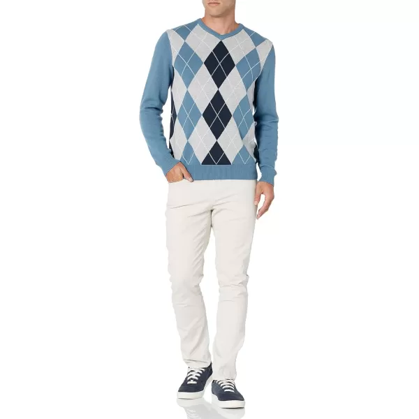 imageAmazon Essentials Mens VNeck Sweater Available in Big ampamp TallBlue Argyle