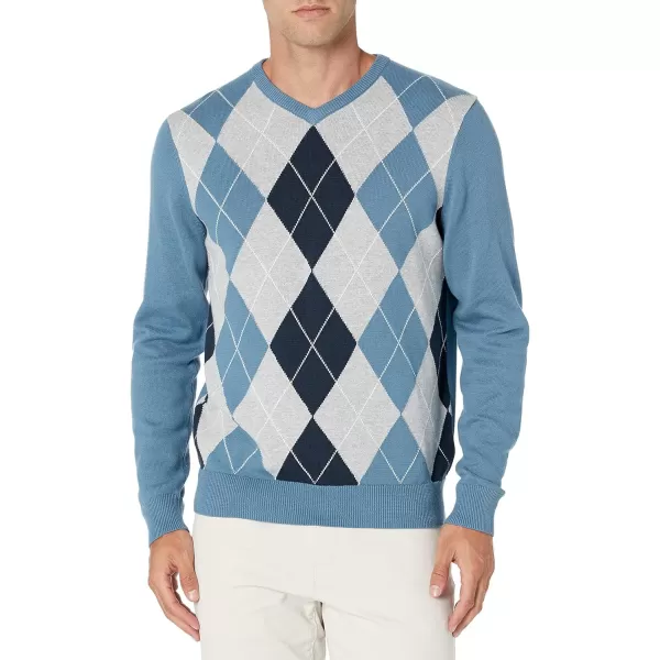 imageAmazon Essentials Mens VNeck Sweater Available in Big ampamp TallBlue Argyle