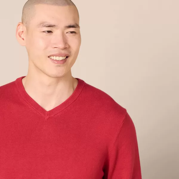 imageAmazon Essentials Mens VNeck Sweater Available in Big ampamp TallRed