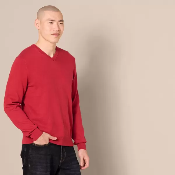 imageAmazon Essentials Mens VNeck Sweater Available in Big ampamp TallRed
