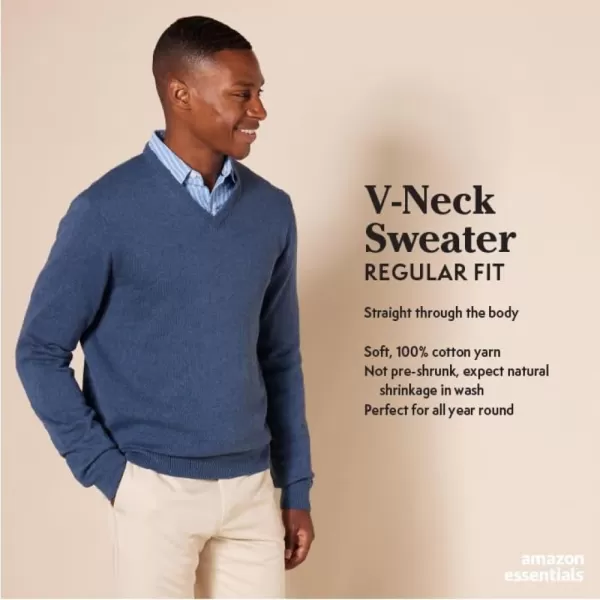 imageAmazon Essentials Mens VNeck Sweater Available in Big ampamp TallTeal Blue Heather
