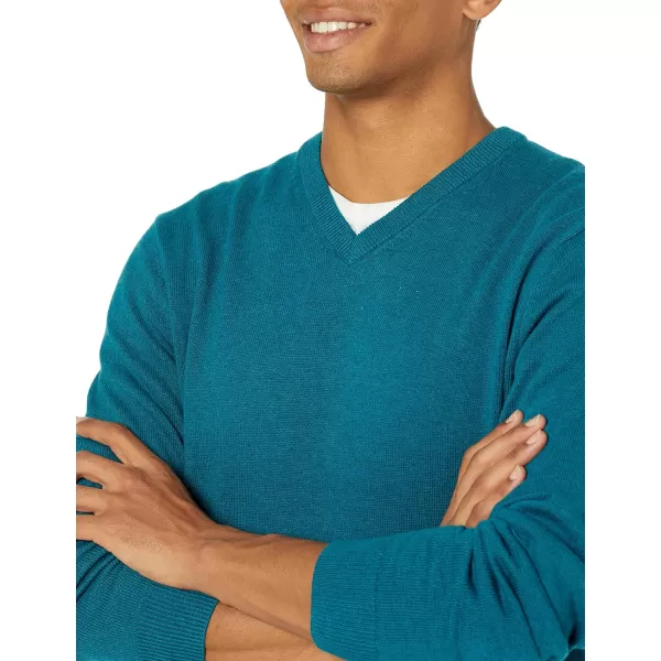 imageAmazon Essentials Mens VNeck Sweater Available in Big ampamp TallTeal Blue Heather